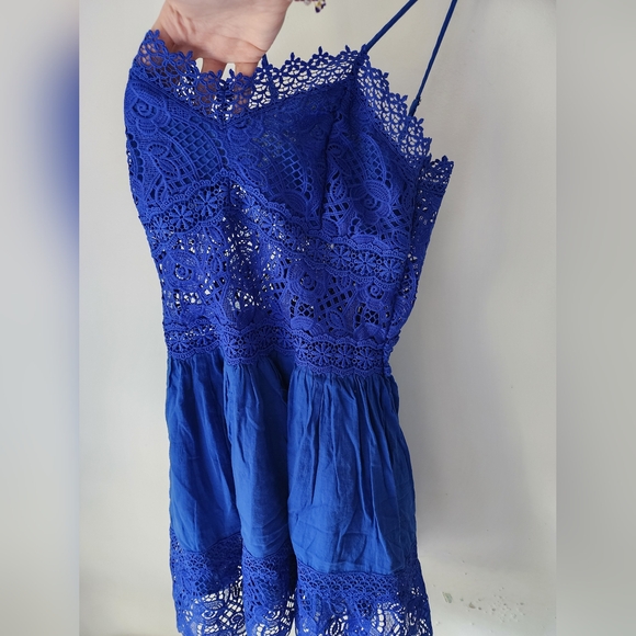 Venus Royal Blue Lace Crochet Mini Dress – Women’s Size 6 - Picture 4 of 5
